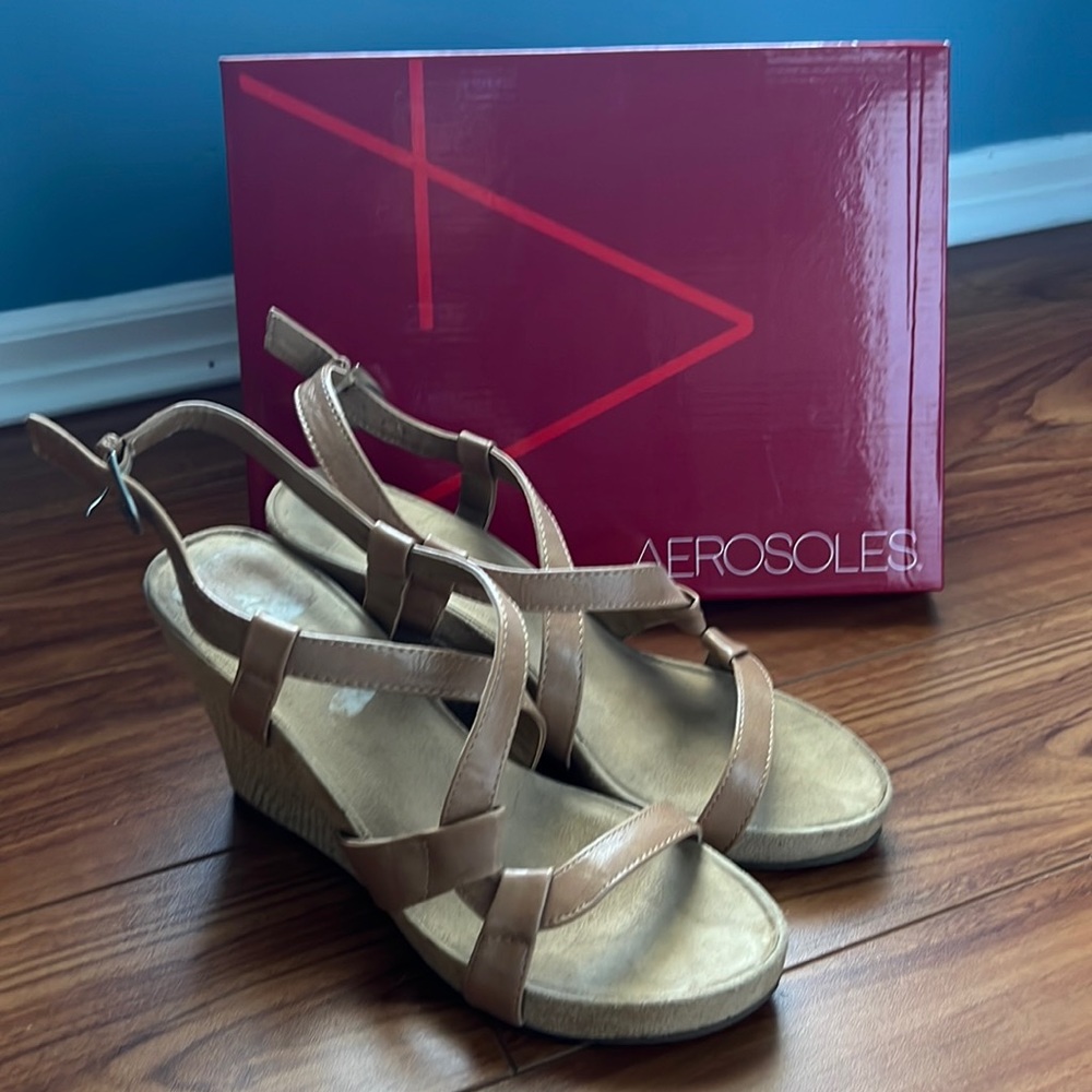 Tan wedge sandals sassy plush